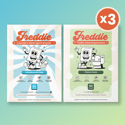 3x Laundry Detergent Sheets + 3x Toilet Cleaning Sheets Bundle