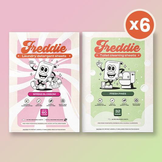 6x Laundry Detergent Sheets + 6x Toilet Cleaning Sheets Bundle